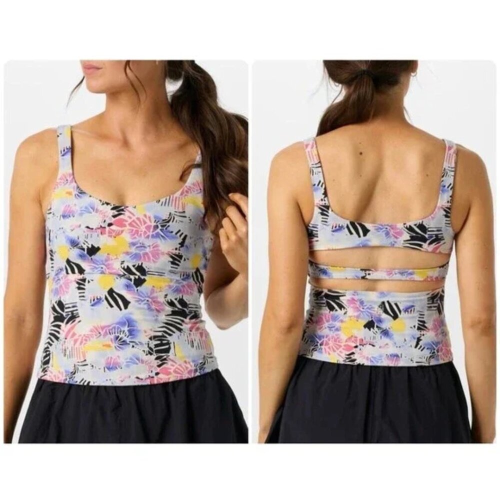 NWT Free People FP MOVEMENT Mystic Floral Pink Combo Never Better Long Tank